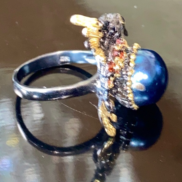 Adorable Genuine Black Tahitian Pearl Ring - Picture 15 of 17